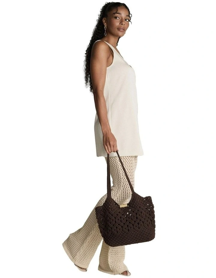 Delta Macrame Tote Bag Bags Non Leather in Chocolate image 7