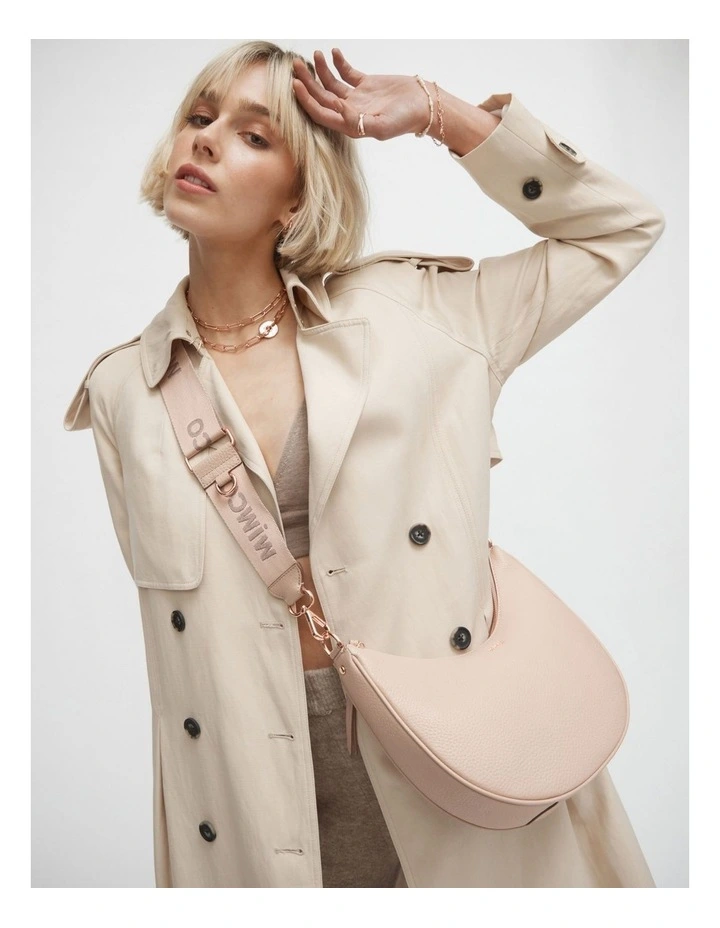Classico Crescent Crossbody Bag in Almond image 2