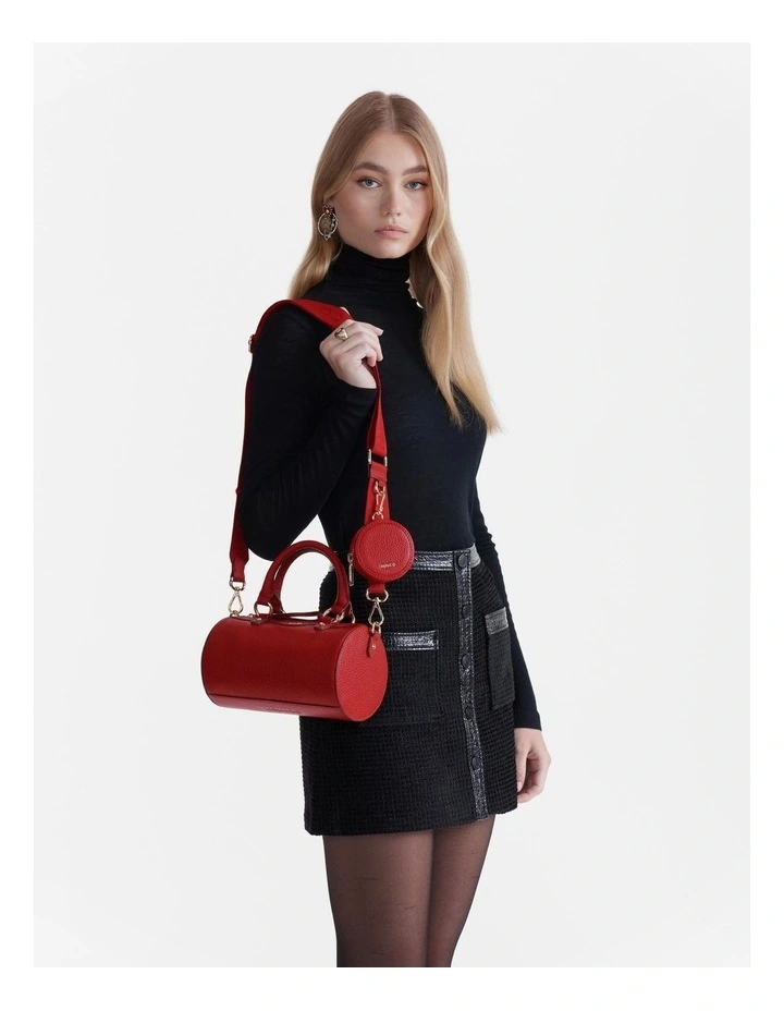 Jett Cylinder Crossbody Bag in Rich Red image 2