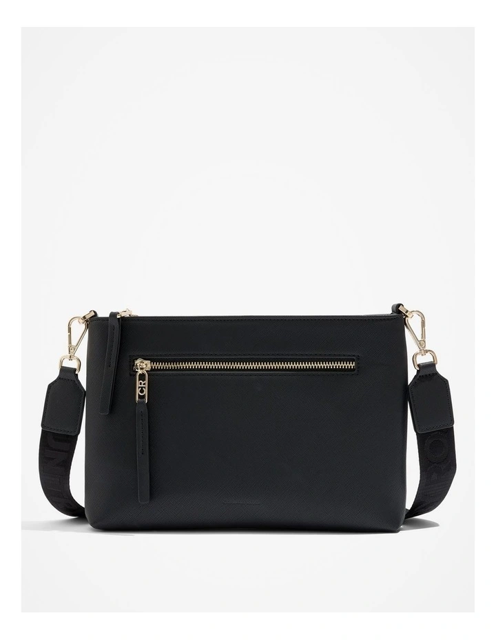 Branded Zip Crossbody Bag in Black image 1
