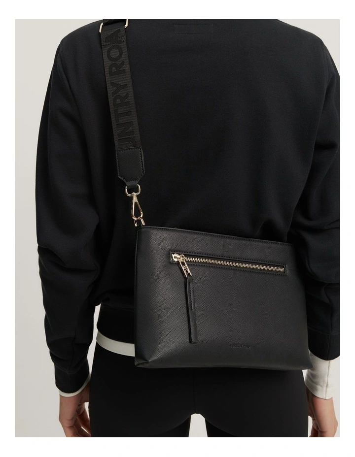 Branded Zip Crossbody Bag in Black image 2