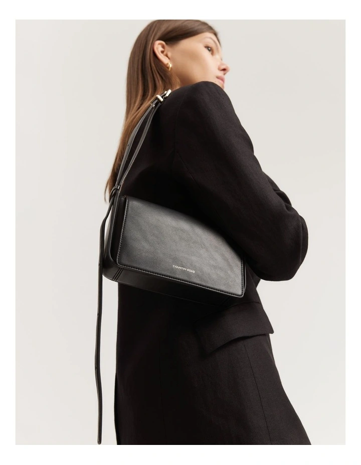 Flap Shoulder Bag in Black image 2