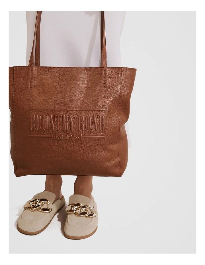Heritage Leather Shopper in Tan image 2