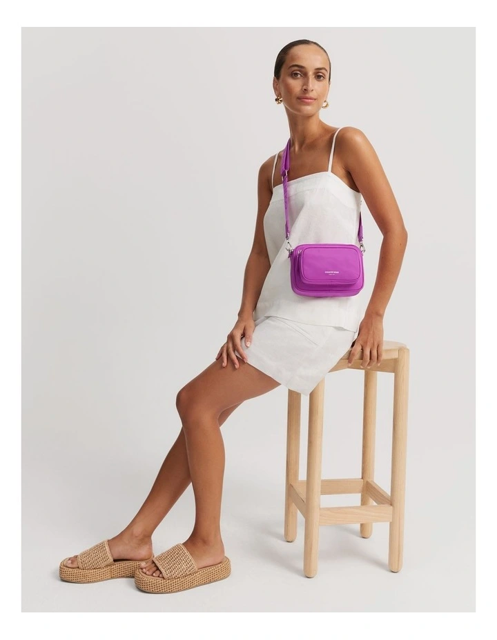 Recycled Polyester Mini Soft Crossbody Bag in Vivid Purple image 2