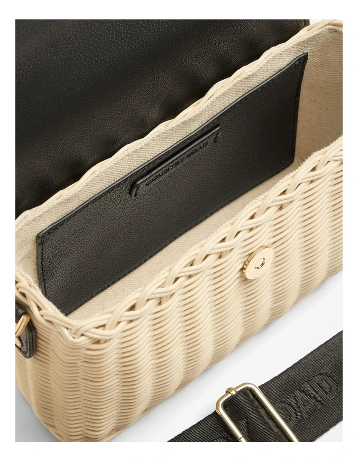 Rattan Crossbody Bag in Black image 3