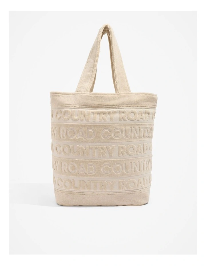 Australian Cotton Monogrammed Terry Tote Bag in Sandstone image 1