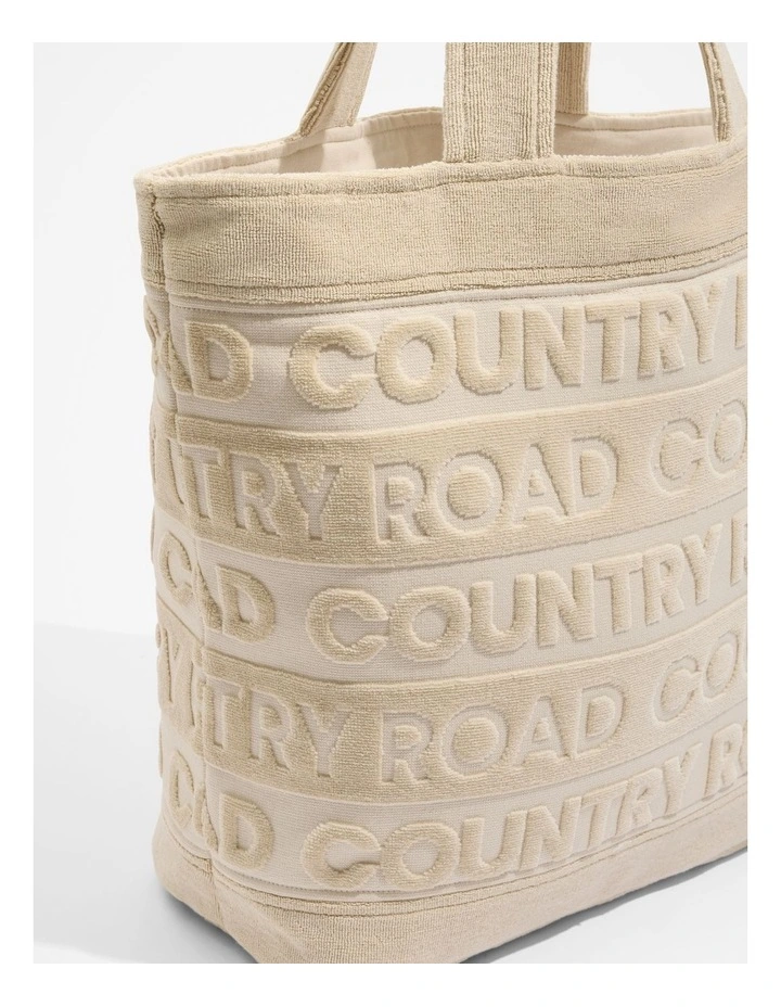 Australian Cotton Monogrammed Terry Tote Bag in Sandstone image 3