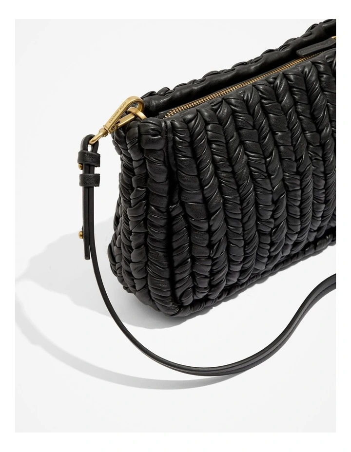 Plaited Shoulder Bag in Black image 3