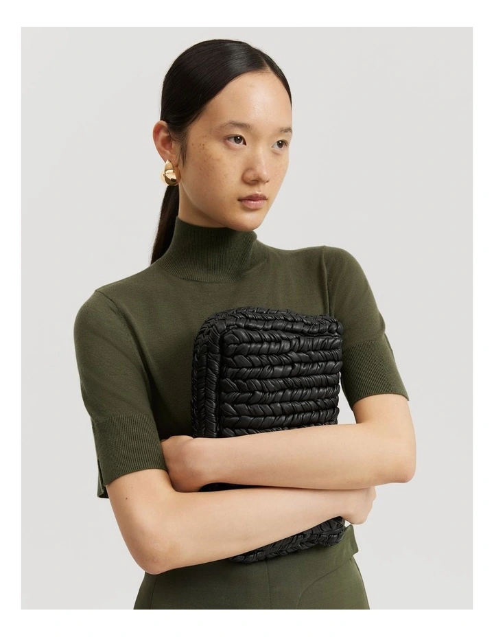Plaited Shoulder Bag in Black image 4