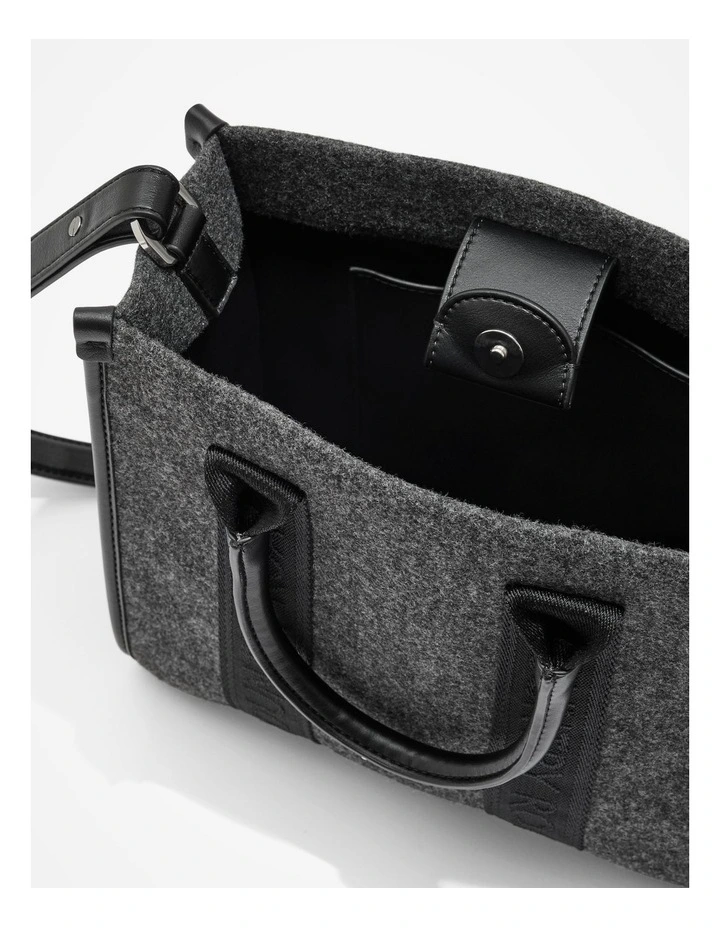 Felt Mini Shopper Bag in Black image 3