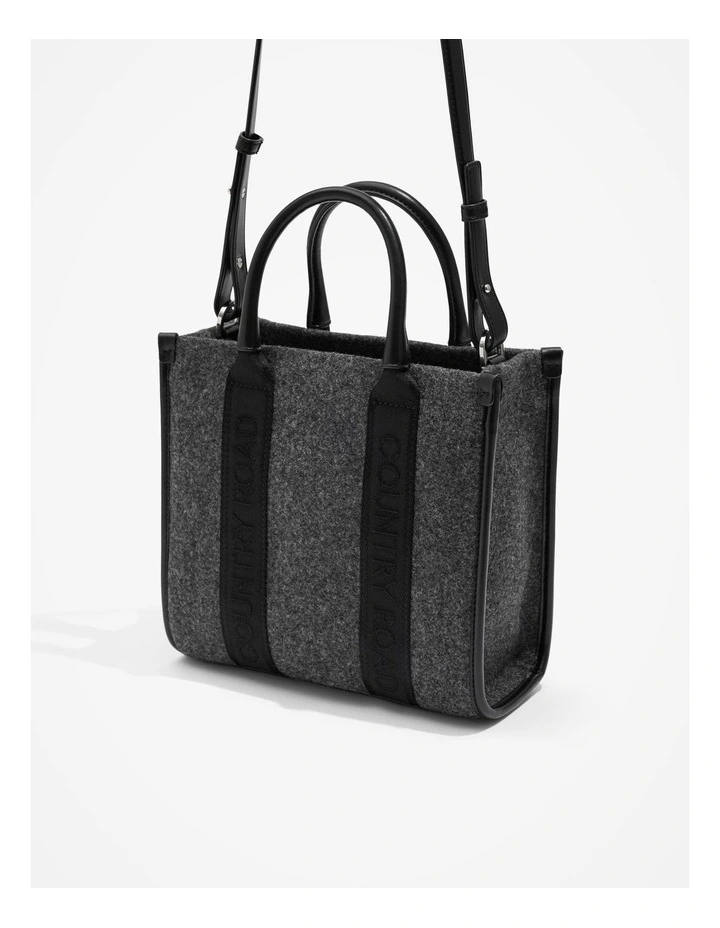 Felt Mini Shopper Bag in Black image 4