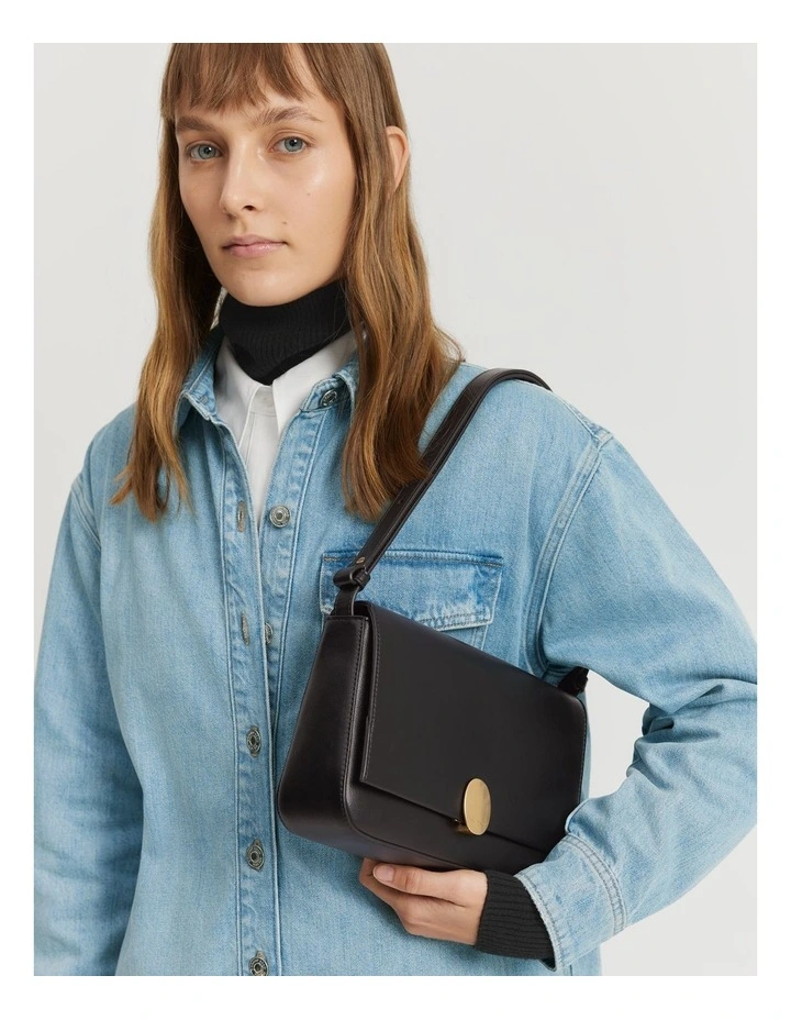 Foldover Pouch Bag in Black image 2