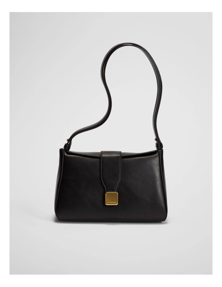 Clasp Detail Hobo Bag in Black image 1