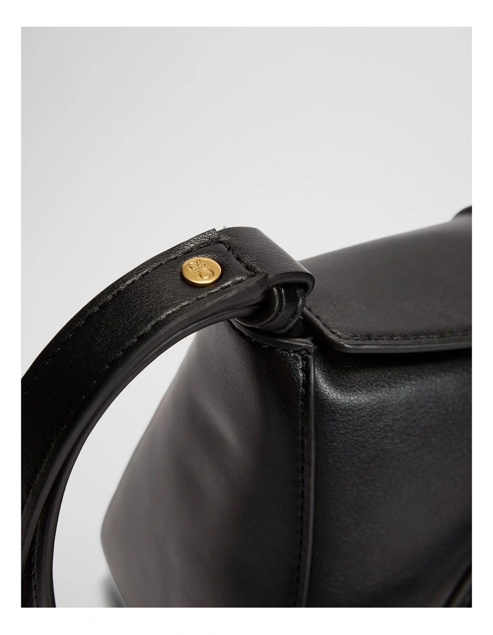 Clasp Detail Hobo Bag in Black image 4