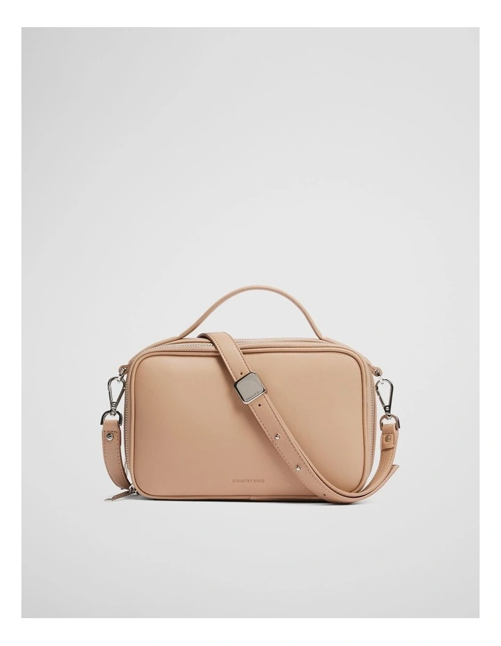 Double Zip Handle Crossbody Bag in Latte image 1