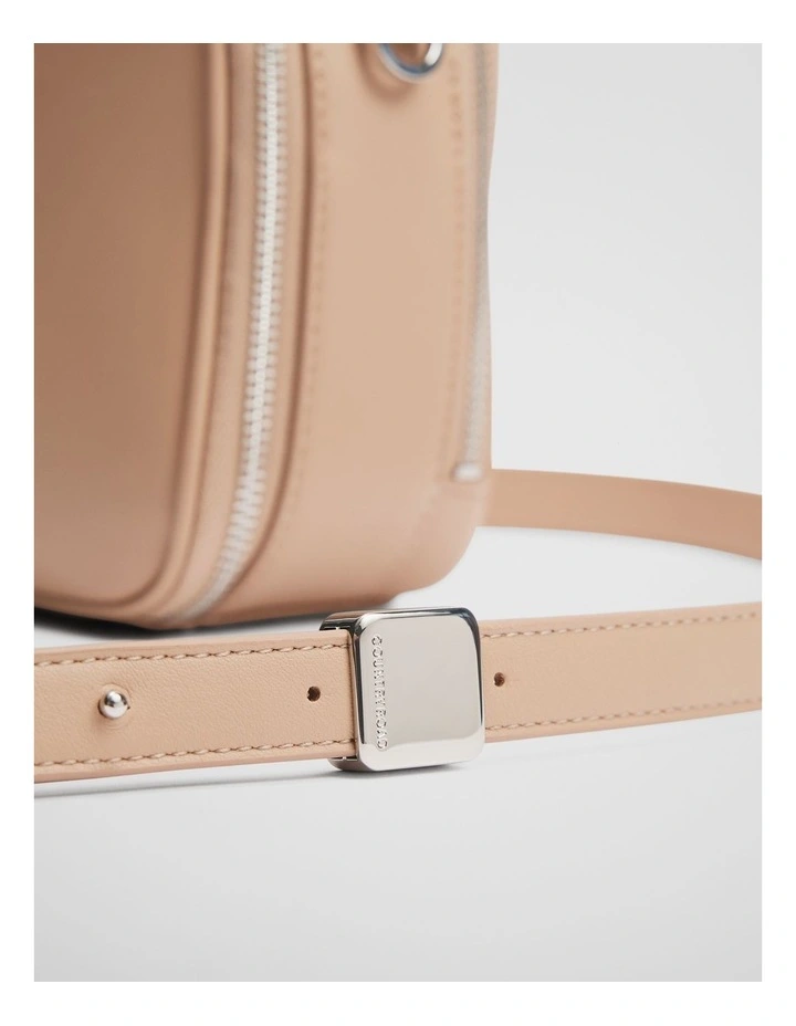 Double Zip Handle Crossbody Bag in Latte image 3