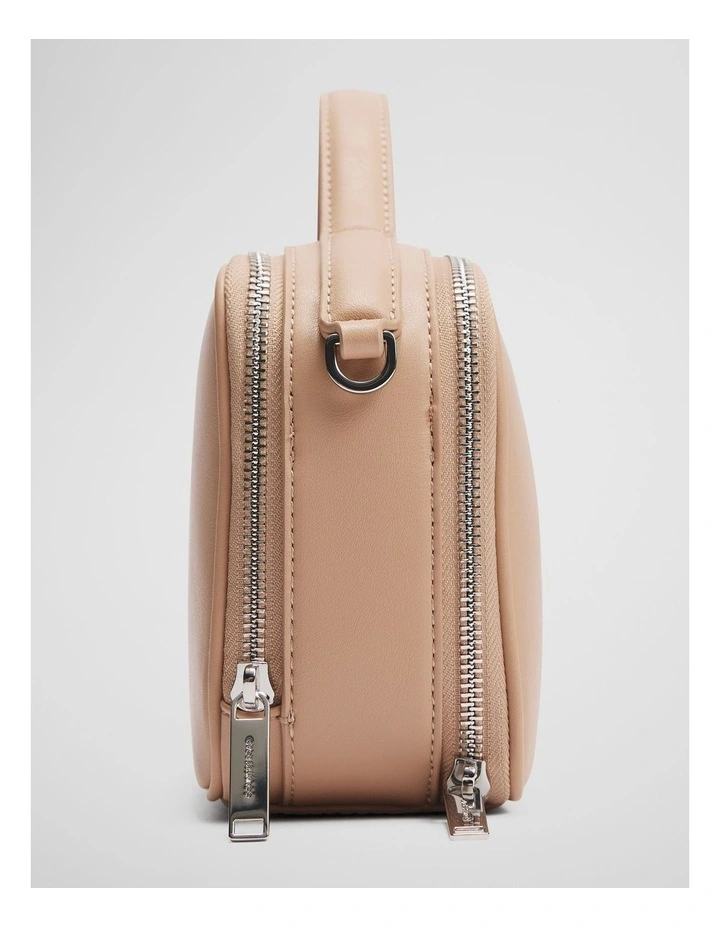 Double Zip Handle Crossbody Bag in Latte image 4