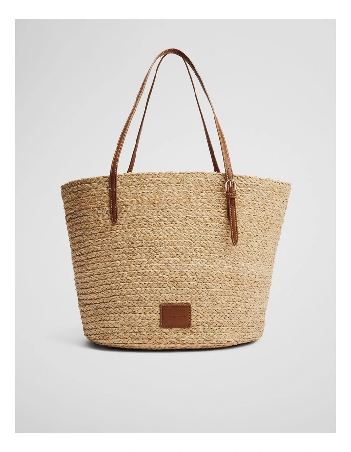 Buckle Detail Basket Tote in Rust image 1