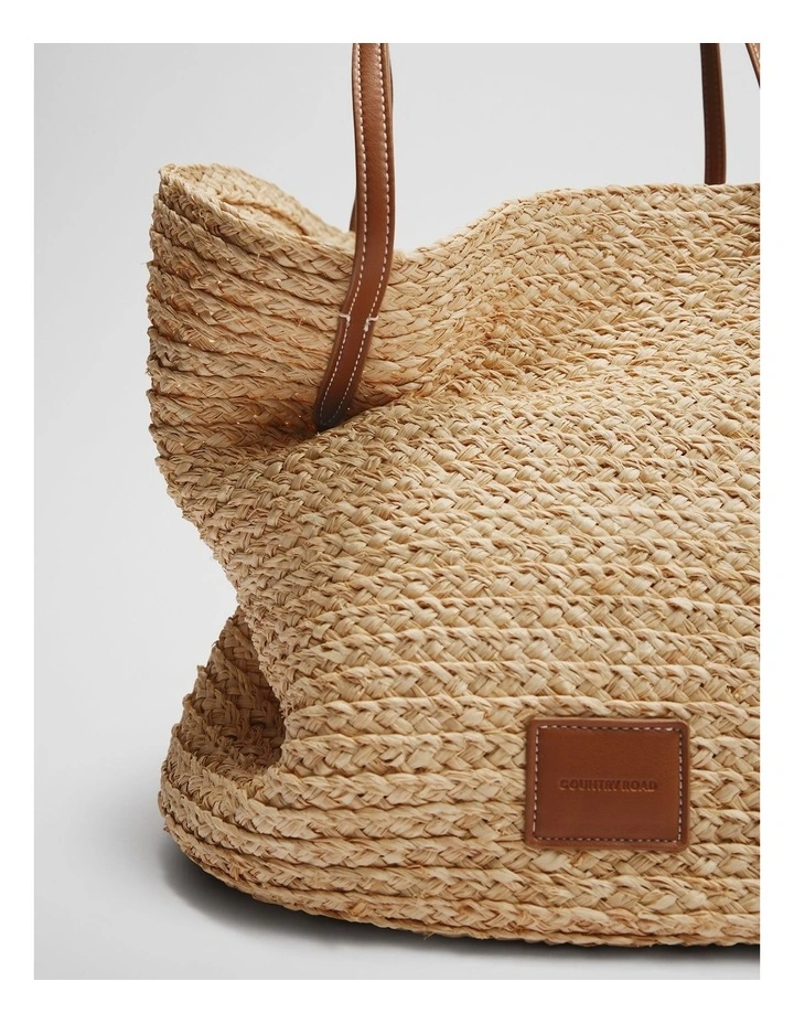 Buckle Detail Basket Tote in Rust image 3