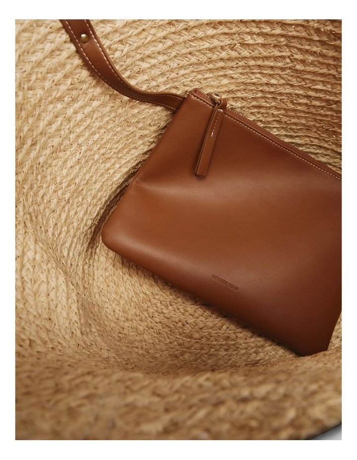 Buckle Detail Basket Tote in Rust image 4