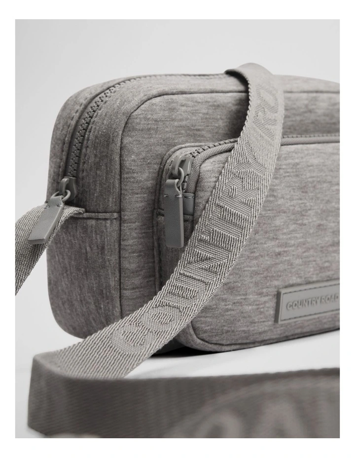 Neoprene Zip Pouch Crossbody Bag in Grey Marle image 3