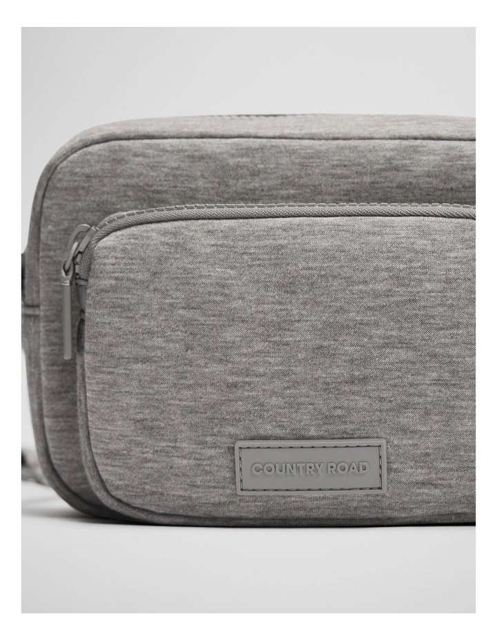 Neoprene Zip Pouch Crossbody Bag in Grey Marle image 4