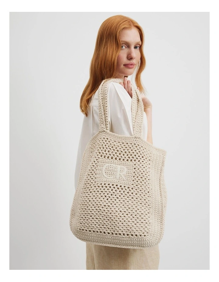 Macrame Shopper in Sand image 2