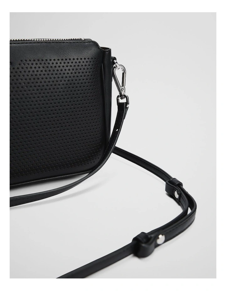 Perforated Crossbody Bag in Black image 3