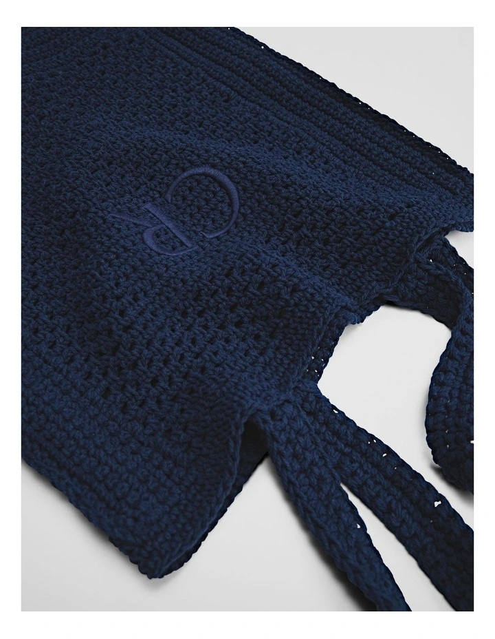 Macrame Shopper in Navy image 3