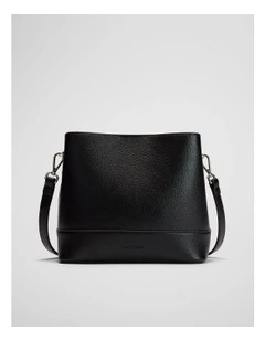 Zip Top Bucket Bag in Black