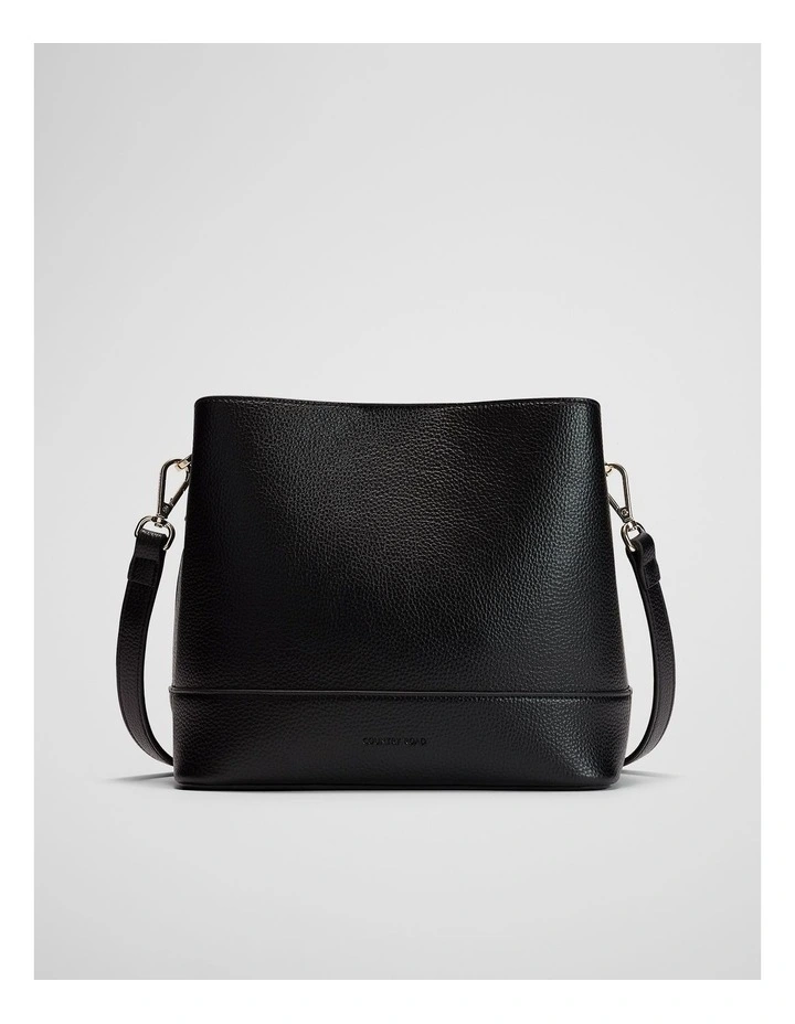 Zip Top Bucket Bag in Black image 1