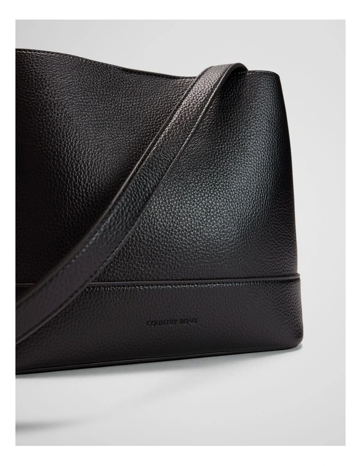 Zip Top Bucket Bag in Black image 3