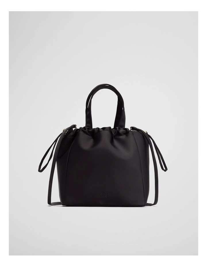 Ava Satin Mini Tote in Black image 1