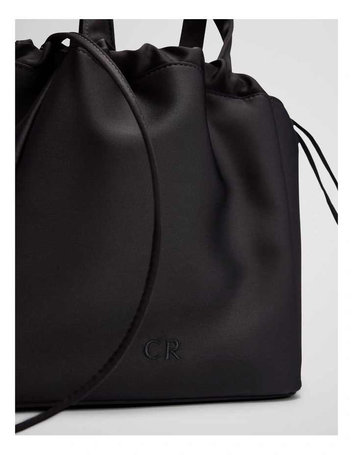 Ava Satin Mini Tote in Black image 3