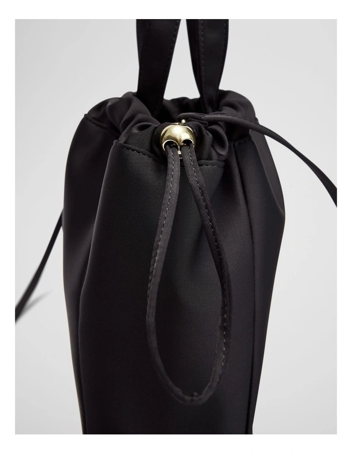Ava Satin Mini Tote in Black image 4