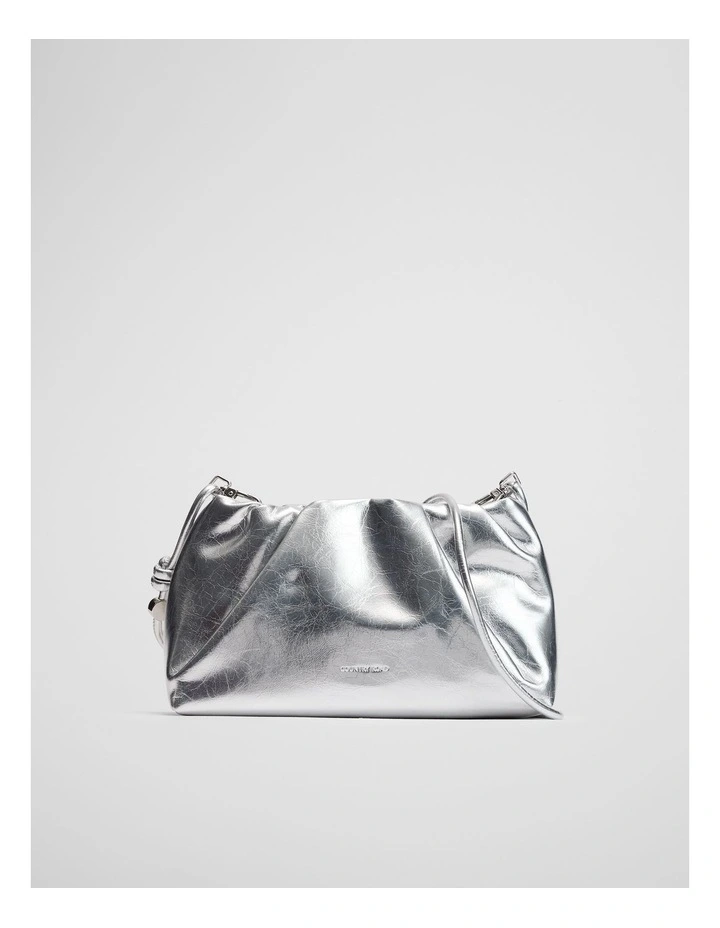 Gathered Pouch Bag in Silver image 1