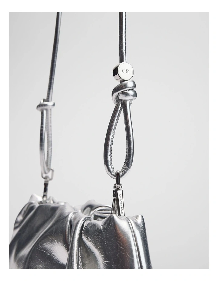 Gathered Pouch Bag in Silver image 4