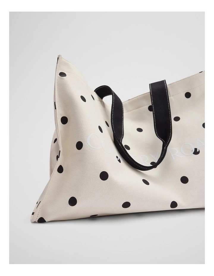 Reversible Print Tote in Bone image 3
