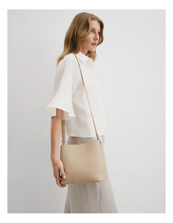 Zip Top Bucket Bag in Toasted Almond image 2