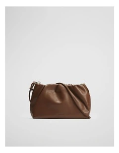 Large Gathered Pouch Bag in Cocoa