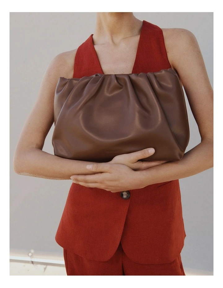 Large Gathered Pouch Bag in Cocoa image 2