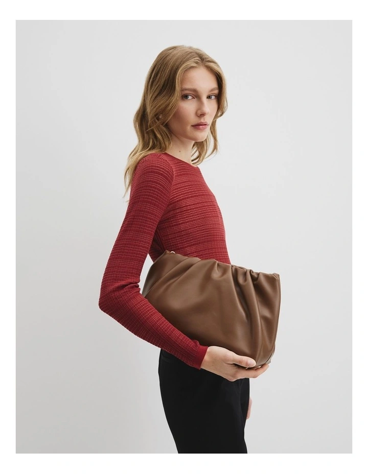 Large Gathered Pouch Bag in Cocoa image 3