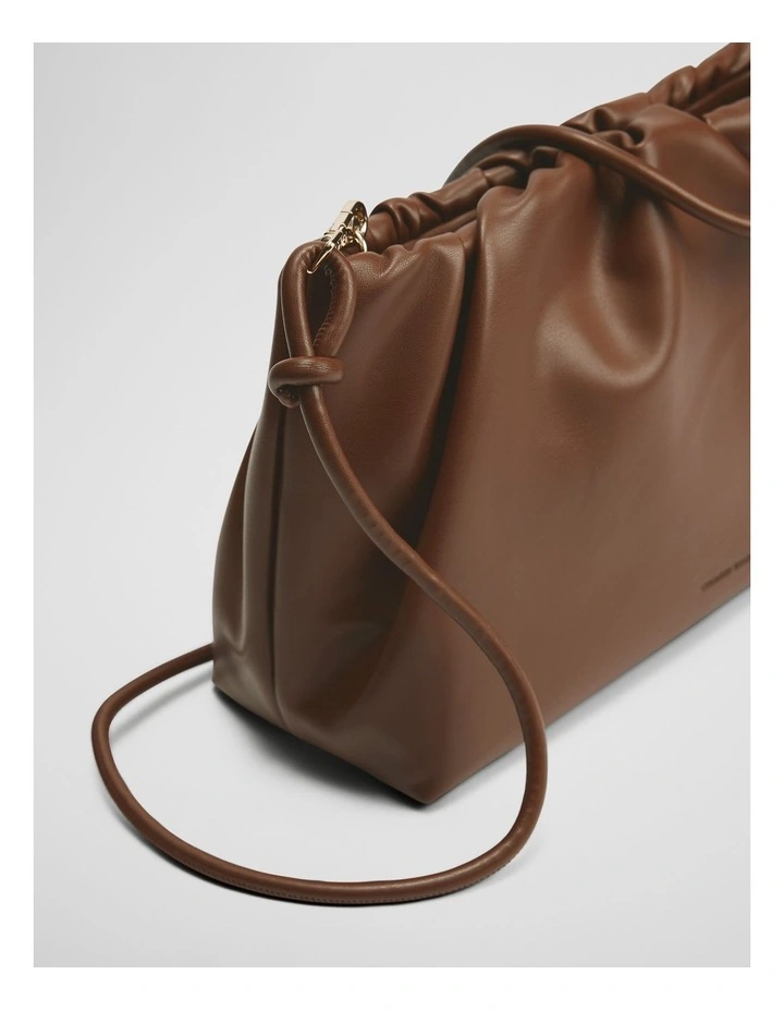 Large Gathered Pouch Bag in Cocoa image 4