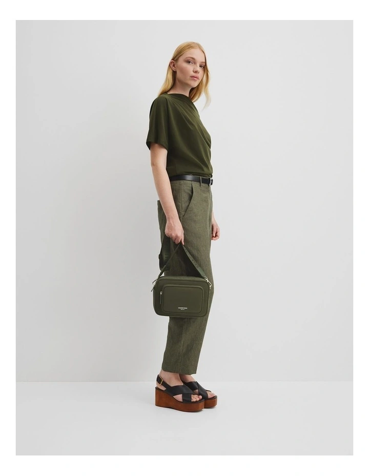 Recycled Polyester Soft Crossbody Bag in Deep Olive image 2