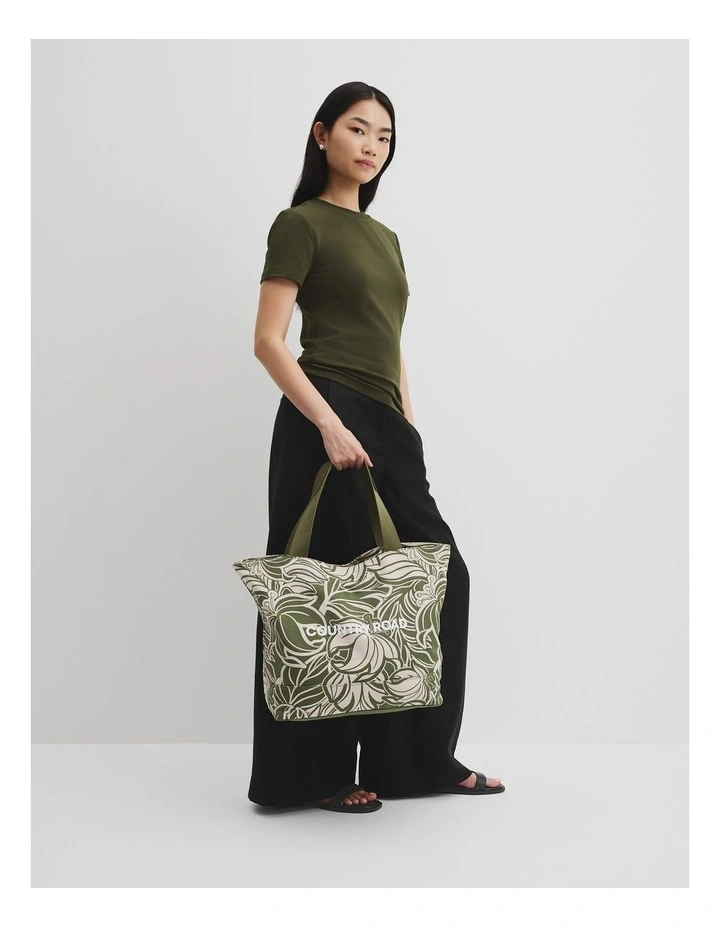 Palm Print Logo Shopper Bag in Caper image 2