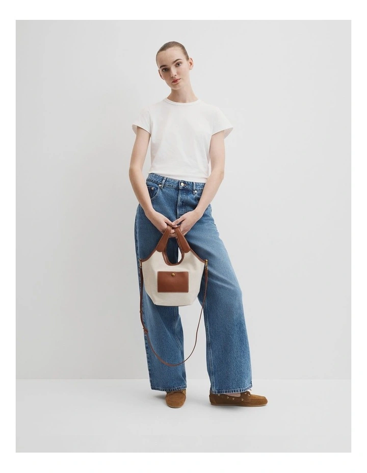 Lottie Bucket Crossbody Bag in Natural image 2