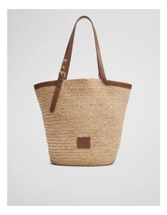 Claudia Straw Shopper in Tan