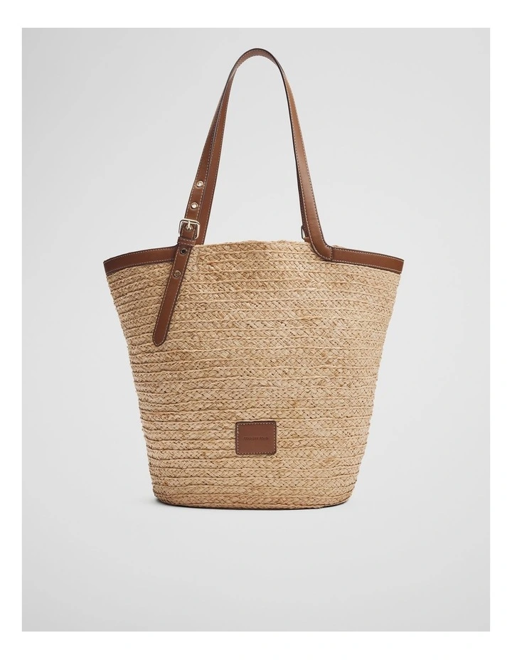 Claudia Straw Shopper in Tan image 1