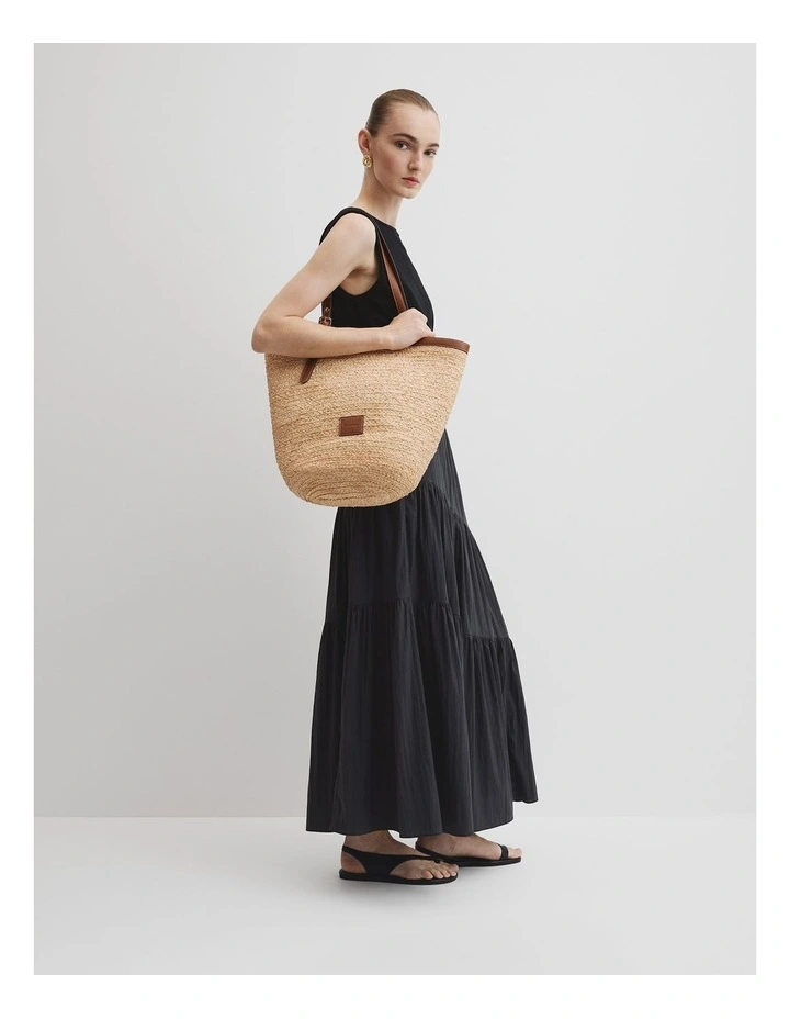 Claudia Straw Shopper in Tan image 2