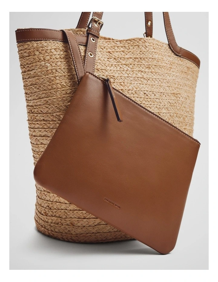 Claudia Straw Shopper in Tan image 4